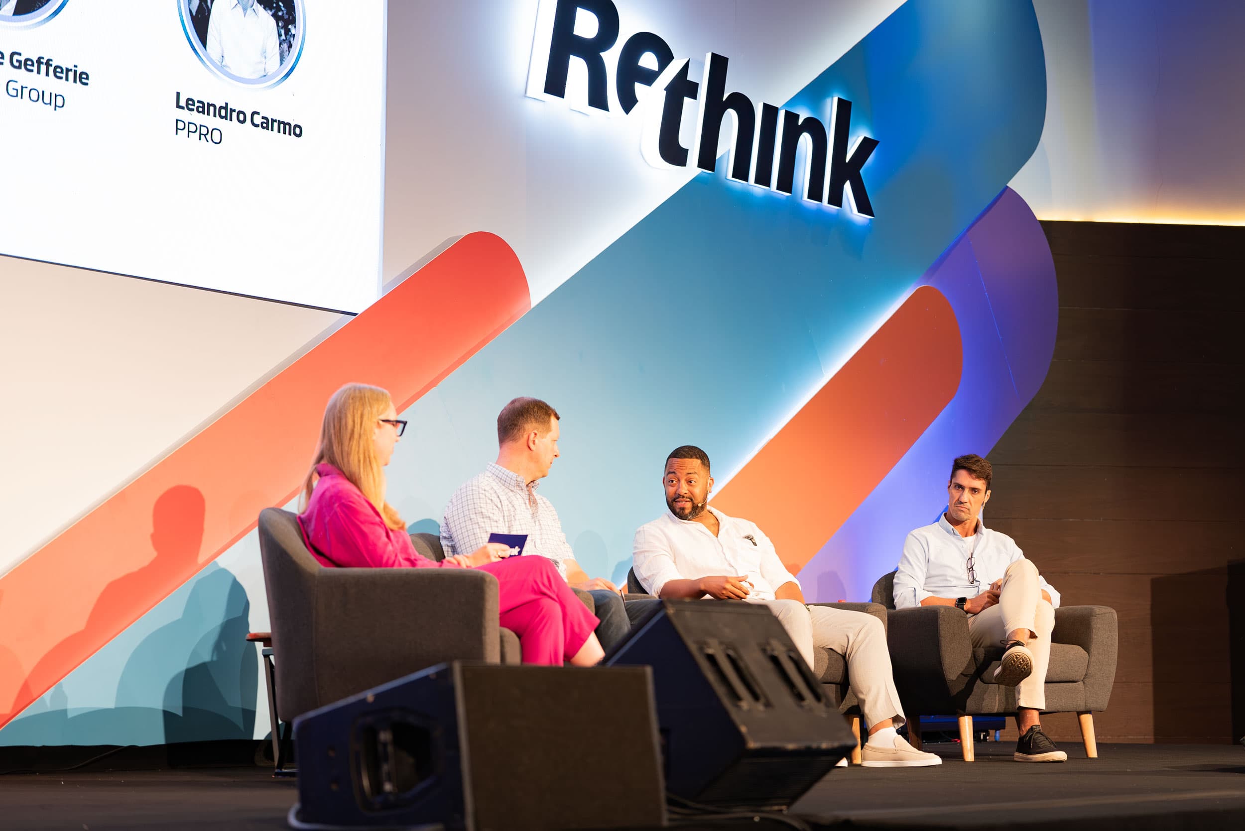 Dwayne Gefferie moderating a panel discussion